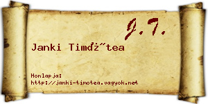 Janki Timótea névjegykártya